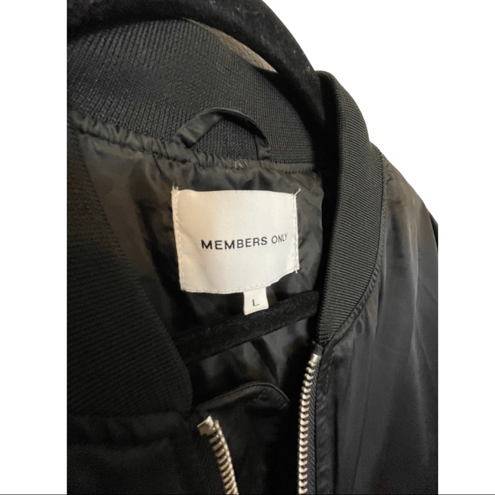 Members Only Men’s Elongated  MA-1 Bomber Jacket Black Size Large - Picture 3 of 7